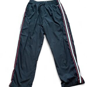 Nike Track Pants Men's XL Black Stripe Mesh Lined Zip Hem Running Joggers
